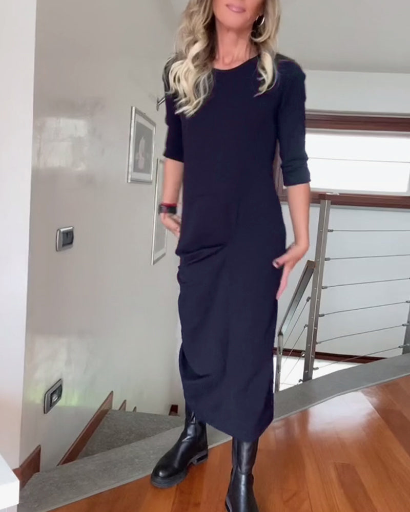 Solenne - Elegancka długa sukienka dresowa