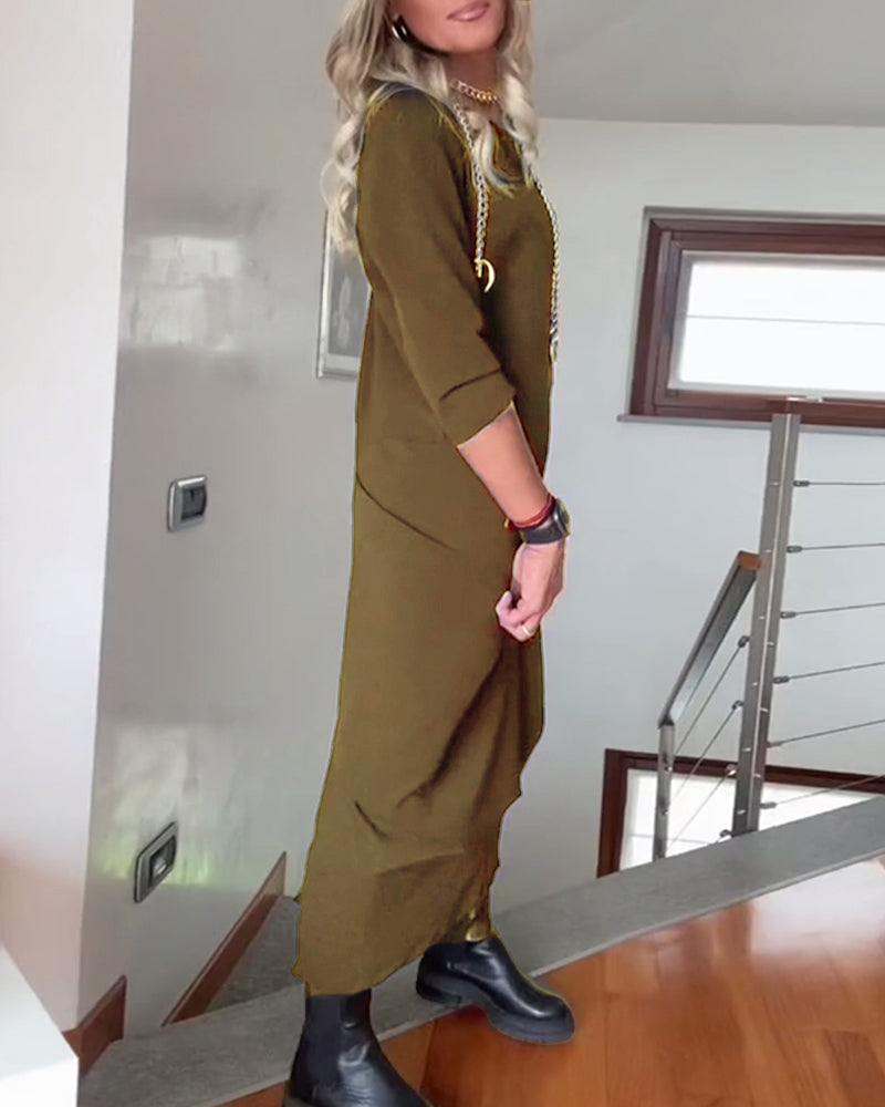 Solenne - Elegancka długa sukienka dresowa