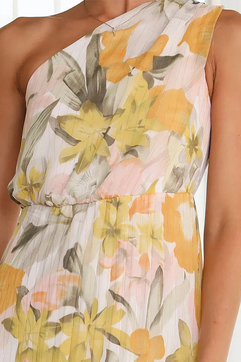 Sukienka Rosea z odkrytymi ramionami i nadrukiem