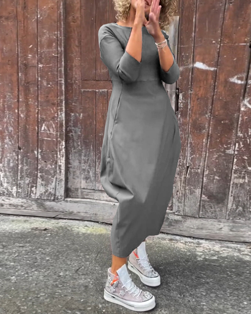 Noora - Casualowa jesienna sukienka z długim rękawem