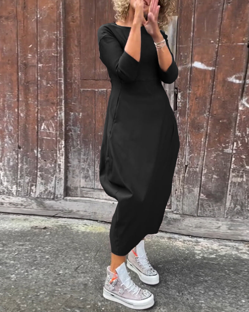 Noora - Casualowa jesienna sukienka z długim rękawem