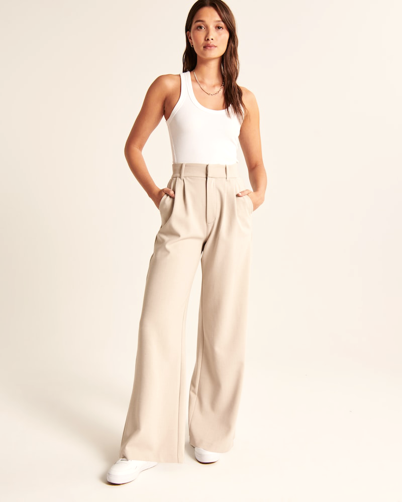 Spodnie Wide-Leg Beige