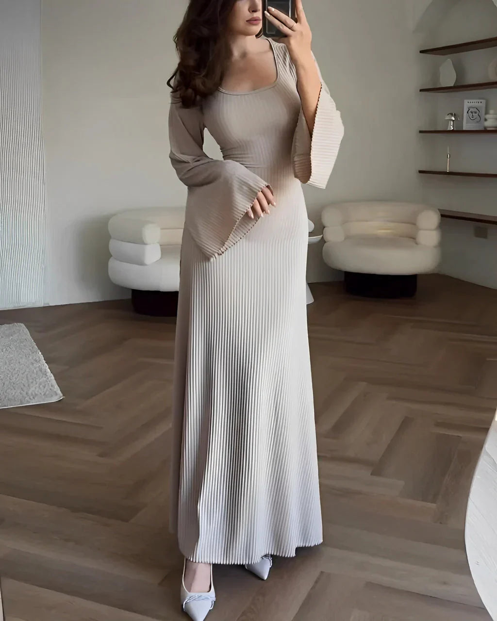 Rosea Elegant Chic dzianinowa sukienka maxi