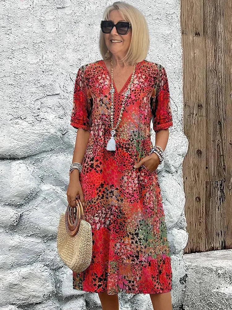 Lina™ | Lekka sukienka z dekoltem w szpic