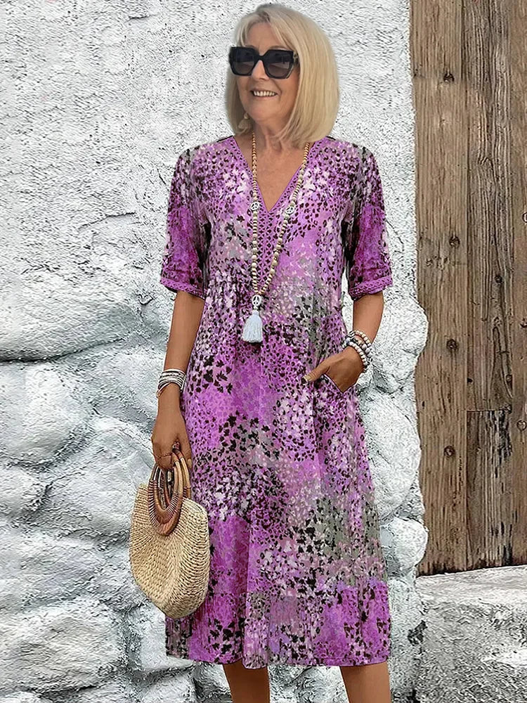 Lina™ | Lekka sukienka z dekoltem w szpic