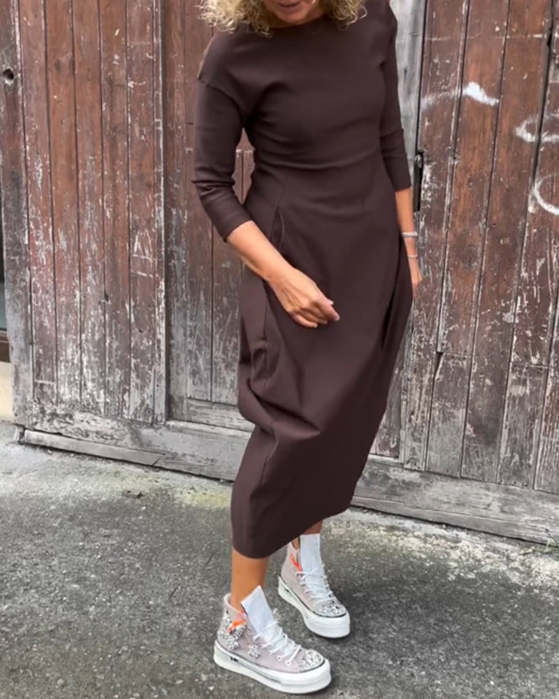 Noora - Casualowa jesienna sukienka z długim rękawem