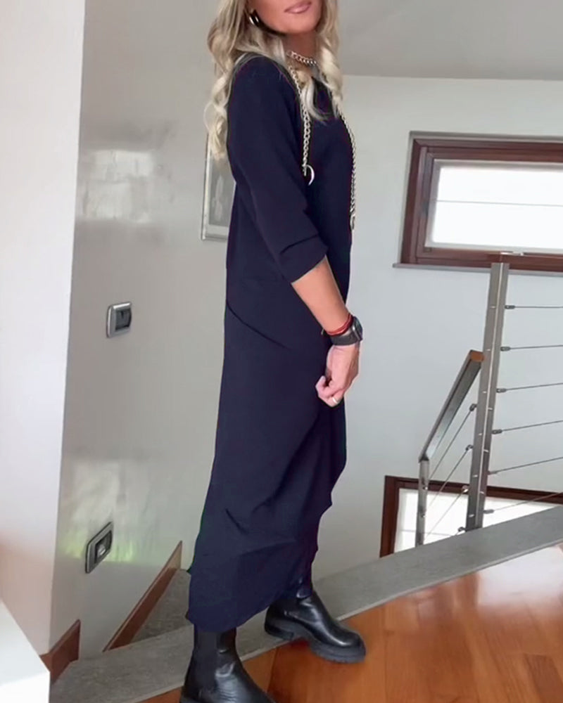 Solenne - Elegancka długa sukienka dresowa