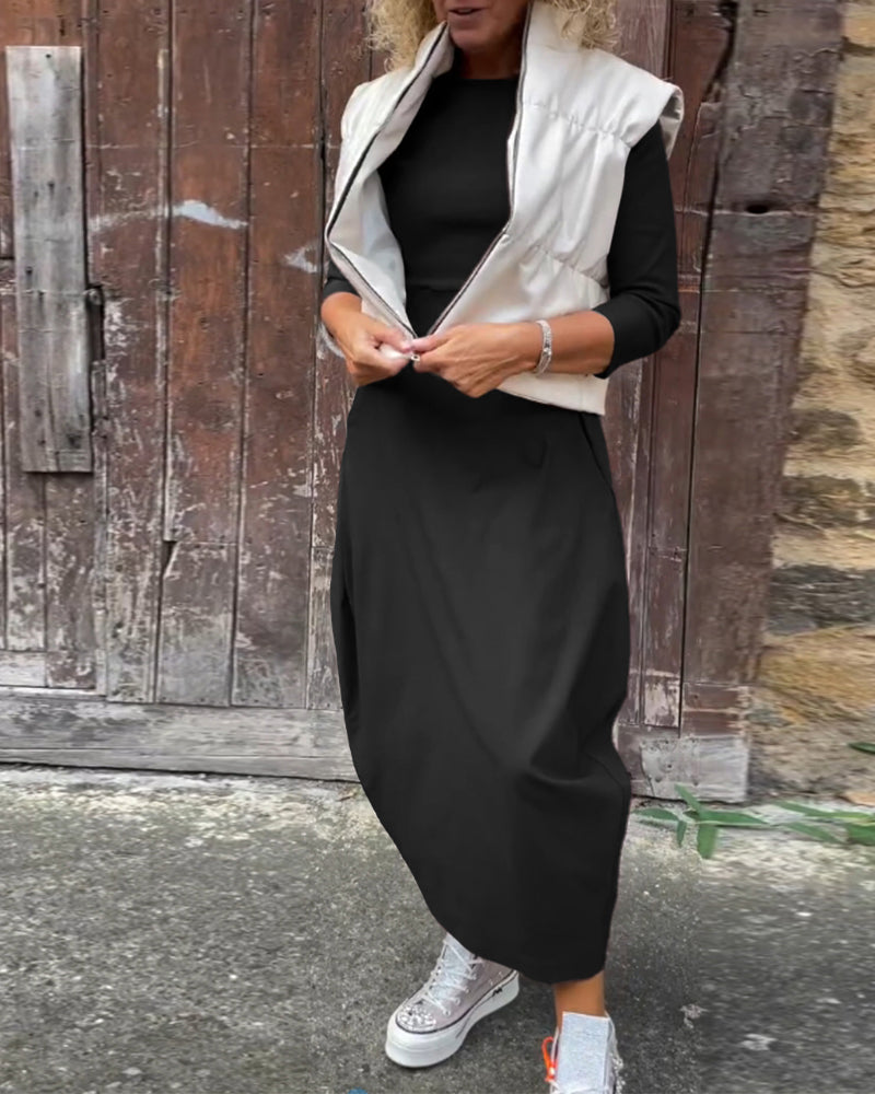 Noora - Casualowa jesienna sukienka z długim rękawem