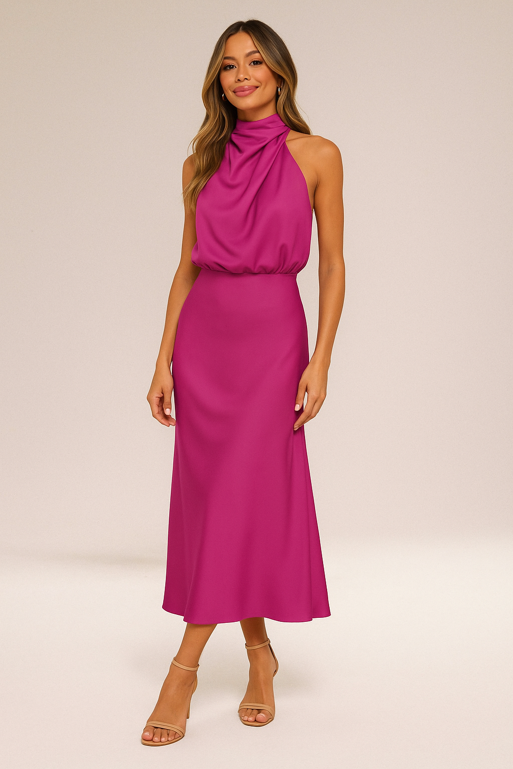 Elara™ | Satynowa Sukienka z Nutą Glamour