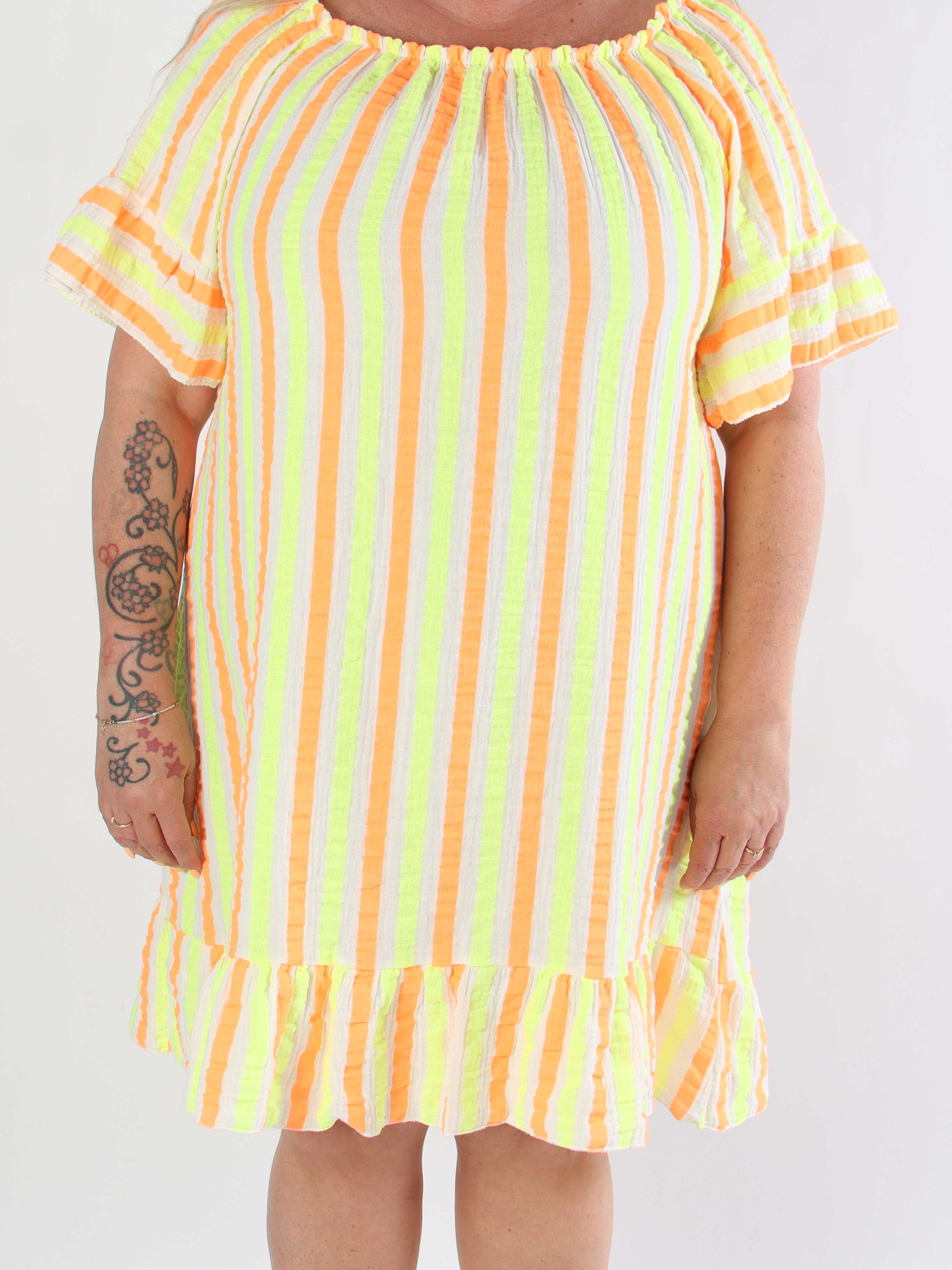 Elsie - Sukienka w paski z miękkiej bawełny w fale i potoki