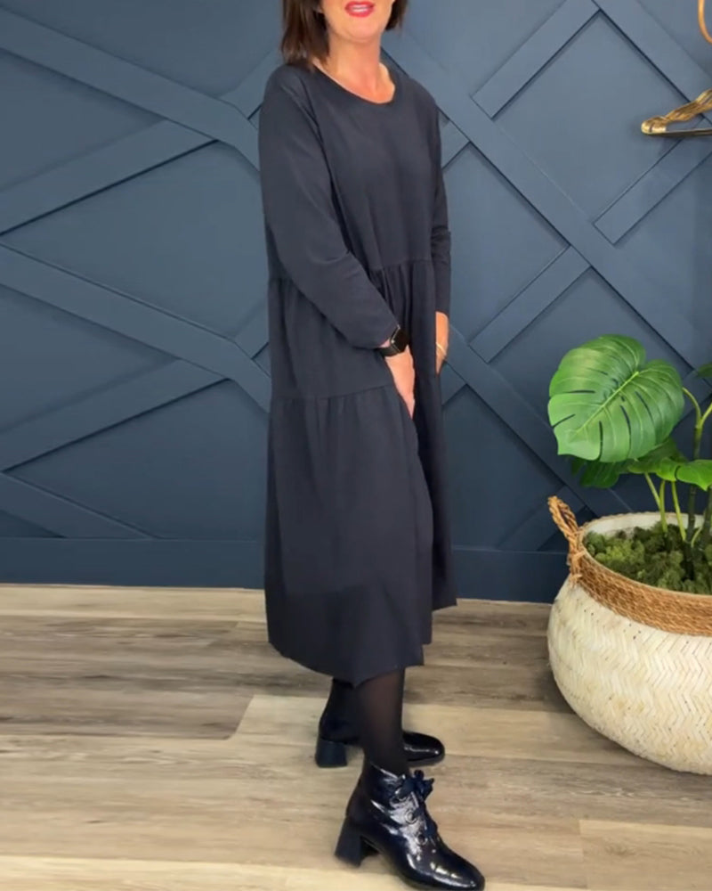 Virella - Długa sukienka z bawełny i lnu