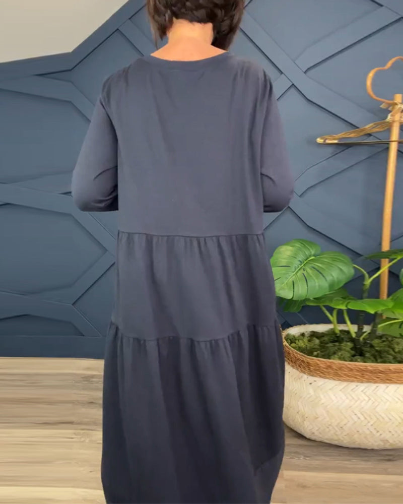 Virella - Długa sukienka z bawełny i lnu