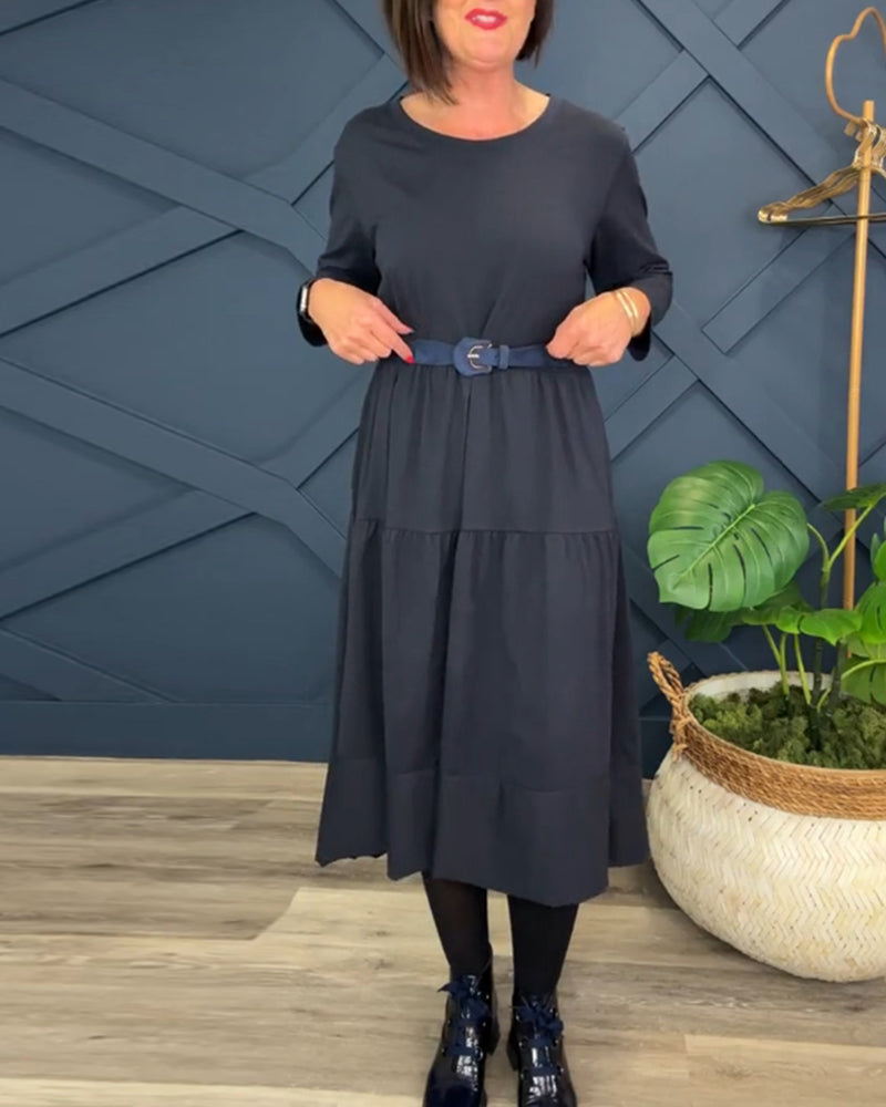 Virella - Długa sukienka z bawełny i lnu