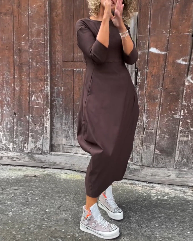 Noora - Casualowa jesienna sukienka z długim rękawem