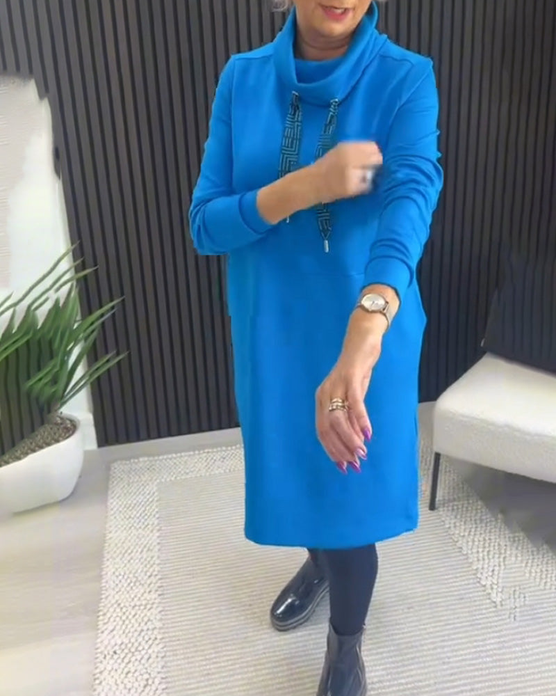 Elina - Sukienka sweter z szalikiem